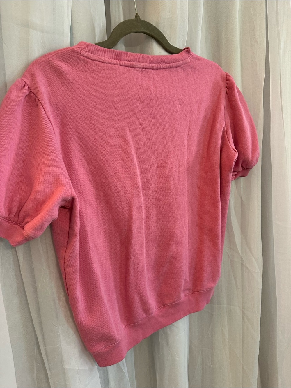 J. Crew Pink Puff-Sleeve Short Sweatshirt - Picture 3 of 4